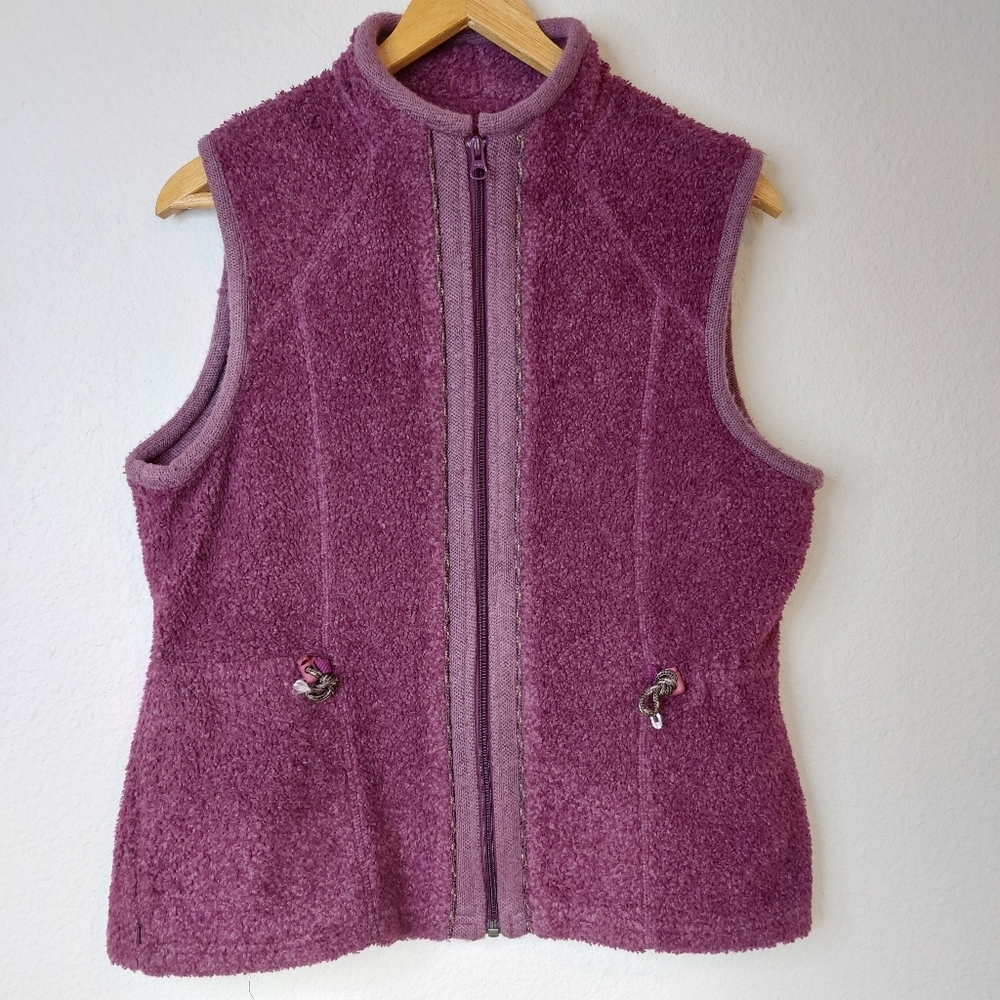 Woolrich Fleece Full Zip Women's Wineberry Heather Vest Size Meduim‎
